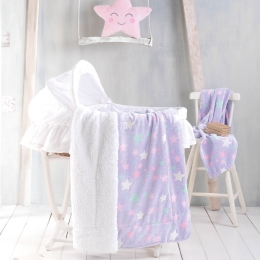 Starday βρεφική κουβέρτα flannel fleece με sherpa που φωσφορίζει στο σκοτάδι 80x110 εκ