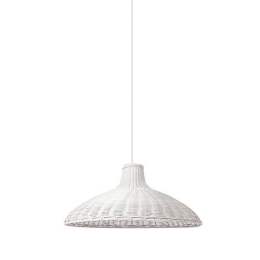 Φωτιστικό κρεμαστό μονόφωτο max λευκό από rattan 45x18 εκ