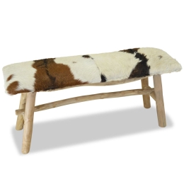 Παγκάκι από γνήσιο δέρμα και ξύλο teak 100x30x45 εκ