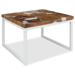 Τραπεζάκι σαλονιού από ξύλο teak και ρητίνη 60x60x40 εκ