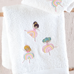Rainbow Girls παιδικές βαμβακερές πετσέτες σε λευκή απόχρωση σετ δύο τεμαχίων