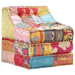Κάθισμα πουφ αρθρωτό patchwork υφασμάτινο 60x70x76 εκ