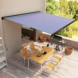 Τέντα Κασετίνα Χειροκίνητη Μπλε / Λευκή 450 x 300 εκ.