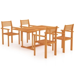 Σετ τραπεζαρίας κήπου από μασίφ ξύλο teak 5 τεμαχίων