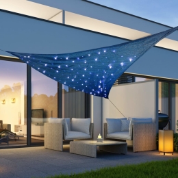 HI Ηλιακό Πανί με 100 LED Ανοιχτό Μπλε 3,6 x 3,6 x 3,6 μ.