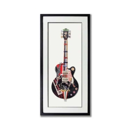 Rock Guitar πίνακας από 3D κολλάζ σε σχήμα ηλεκτρικής κιθάρας 50x100 εκ