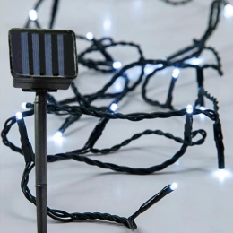 Solar 96 Led λαμπάκια με ηλιακό συλλέκτη σε πράσινο καλώδιο IP44 λευκό ψυχρό φως 10μ