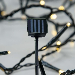 Solar 96 Led λαμπάκια με ηλιακό συλλέκτη σε πράσινο καλώδιο IP44 λευκό θερμό φως 100 εκ