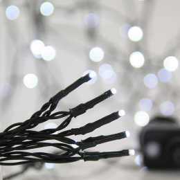 700 Led λαμπάκια με 8 προγράμματα μετασχηματιστή ρεύματος και πράσινο καλώδιο IP44 λευκό ψυχρό φως 35μ