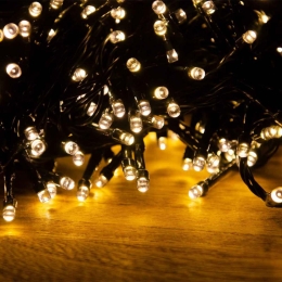 240 Led λαμπάκια IP44 με πρόγραμμα με διάφανο καλώδιο και θερμό λευκό φως 12μ