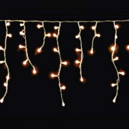 100 Led λαμπάκια IP44 σε ασύμμετρη επεκτεινόμενη διάφανη κουρτίνα με οκτώ προγράμματα και soft white φως 2.3x0.7μ