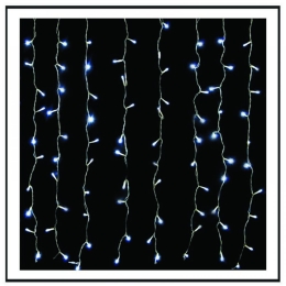 300 Led λαμπάκια κουρτίνα με διάφανο επεκτεινόμενο καλώδιο και λευκό ψυχρό φως 2x2μ