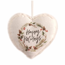 Κρεμαστό βαμβακερό στολίδι Happy Holidays 17 εκ