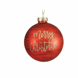 Χάλκινη ματ χριστουγεννιάτικη μπάλα Merry Christmas 8 εκ