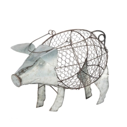Καλάθι γκρι μεταλλικό Pig 42x21x26 εκ