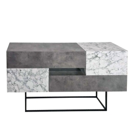 Eros Anthracite μπουφές σε γκρι απόχρωση και ντουλάπια από MDF με λευκό εφέ μαρμάρου 145x40x82 εκ