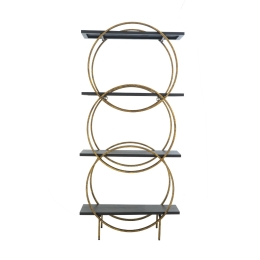 Shelf μεταλλική ραφιέρα με τέσσερις ξύλινες επιφάνειες από MDF σε μαύρη απόχρωση 77x30x162 εκ