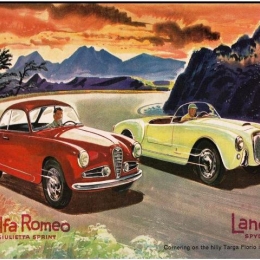 Χειροποίητος πίνακας vintage με Alfa Romeo και Lancia