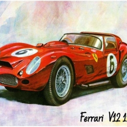Χειροποίητος πίνακας Ferrari 1962 25x20 εκ
