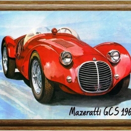 Χειροποίητος vintage πίνακας Mazeratti 1962 25x20 εκ