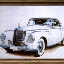 Χειροποίητος vintage πίνακας με Mercedes αντίκα