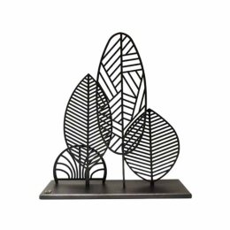 Metallic Leafs χειροποίητο επιτραπέζιο μεταλλικό διακοσμητικό με φύλλα σε μαύρη απόχρωση 35x15x40 εκ