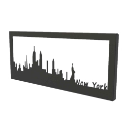 Διακοσμητικό κάδρο τοίχου από μέταλλο skyline New York σε τρία χρώματα 35x2x15 εκ