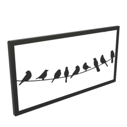 Minimal μεταλλικό διακοσμητικό τοίχου με πουλιά σε σύρμα σε δύο χρώματα 50x2x25 εκ