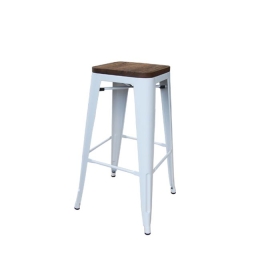 Relix wood dark oak σκαμπό Bar μεταλλικό λευκό