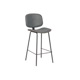 Barley σκαμπό bar μέταλλο μαύρο pu vintage grey