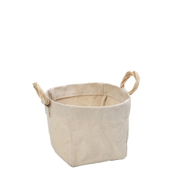 Δοχείο υφασμάτινο με λαβή Rattan 12x12x12 εκ