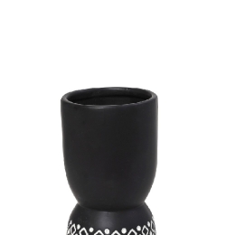 Tribal βάζο κεραμικό μαύρο 12.5x12.5x22.5 εκ