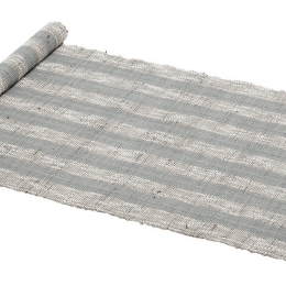 Runner από ψάθα με ρίγες σε γαλάζια απόχρωση 45x150 εκ