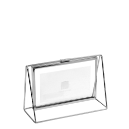 Minimal κορνίζα 17x7x12 εκ μεταλλική ασημί οριζόντια διπλής όψεως για φωτογραφία 15x10 εκ