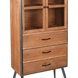 Rustic ξύλινος μπουφές με βιτρίνα 71x35x153 εκ