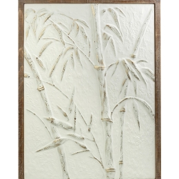 Ethnic ξύλινος πίνακας με φοίνικες λευκός 64.5x3.8x85 εκ