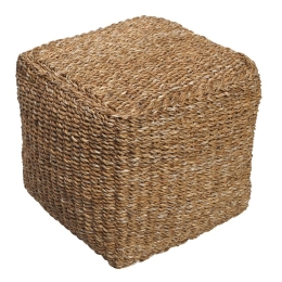 Σκαμπό από seagrass τετράγωνο σε φυσική απόχρωση 40x40 εκ 