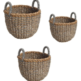 Καλάθια boho από seagrass σε τρία μεγέθη σετ των τριών