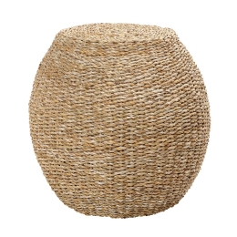 Ψάθινο σκαμπό από seagrass σε boho στυλ 44x43 εκ