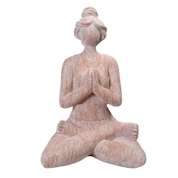 Κεραμική διακοσμητική φιγούρα να κάνει yoga σε μπεζ απόχρωση 26x35x51 εκ