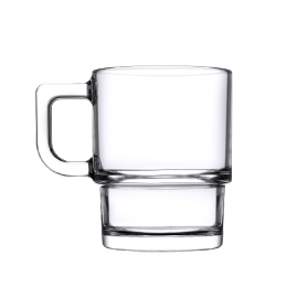 Hill Mug γυάλινο διάφανο ποτήρι με χερούλι σετ δύο τεμαχίων 6x10 εκ 320ml