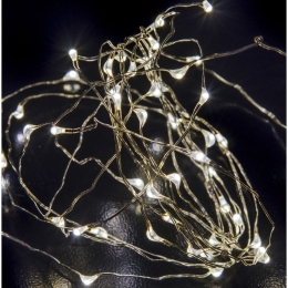 100 Led λαμπάκια αδιάβροχα με ασημί καλώδιο χαλκού και soft white φως 5μ
