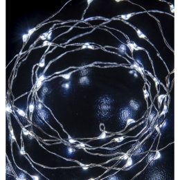 100 Led λαμπάκια μπαταρίας αδιάβροχα ασημί χάλκινο καλώδιο και λευκό θερμό φως 5μ