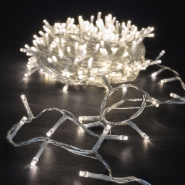 100 Led λαμπάκια IP44 με πρόγραμμα διάφανο καλώδιο με soft white φως 5μ