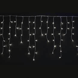 300 Led IP44 ασύμμετρη κουρτίνα με 8 προγράμματα διάφανο καλώδιο και soft white φως 600x70 εκ