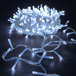 200 Led λαμπάκια IP44 με επεκτεινόμενο διάφανο καλώδιο και ψυχρό λευκό φως 12μ