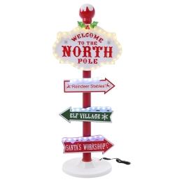 Κόκκινη ταμπέλα North pole με μουσική και φώτα 29.6x29.6x95 εκ