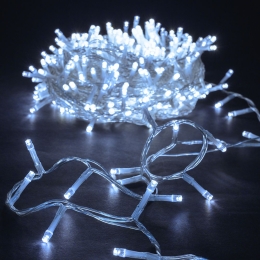 800 Led λαμπάκια IP44 με 8 προγράμματα διάφανο καλώδιο και λευκό ψυχρό φως 40μ