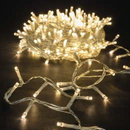 800 Led λαμπάκια IP44 με 8 προγράμματα διάφανο καλώδιο και λευκό θερμό φως 40μ