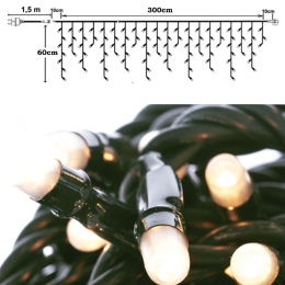 150 Led λαμπάκια ασύμμετρη κουρτίνα με επεκτεινόμενο πράσινο καλώδιο και θερμό λευκό φως 300x60 εκ